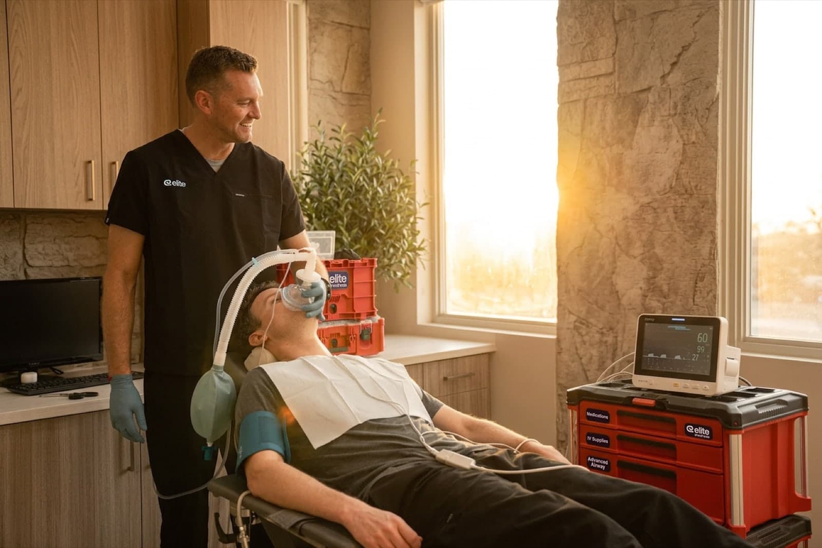 Elite provider administering anesthesia to a patient in-office